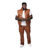Big And Tall Vegan Leather Stacked Utility Pants - Cognac