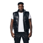 Big And Tall Utility Vegan Leather Vest - Black