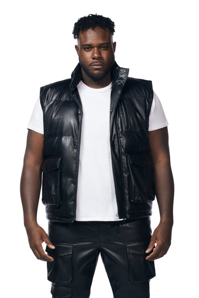 Big And Tall Utility Vegan Leather Vest - Black – SMOKERISENY.COM