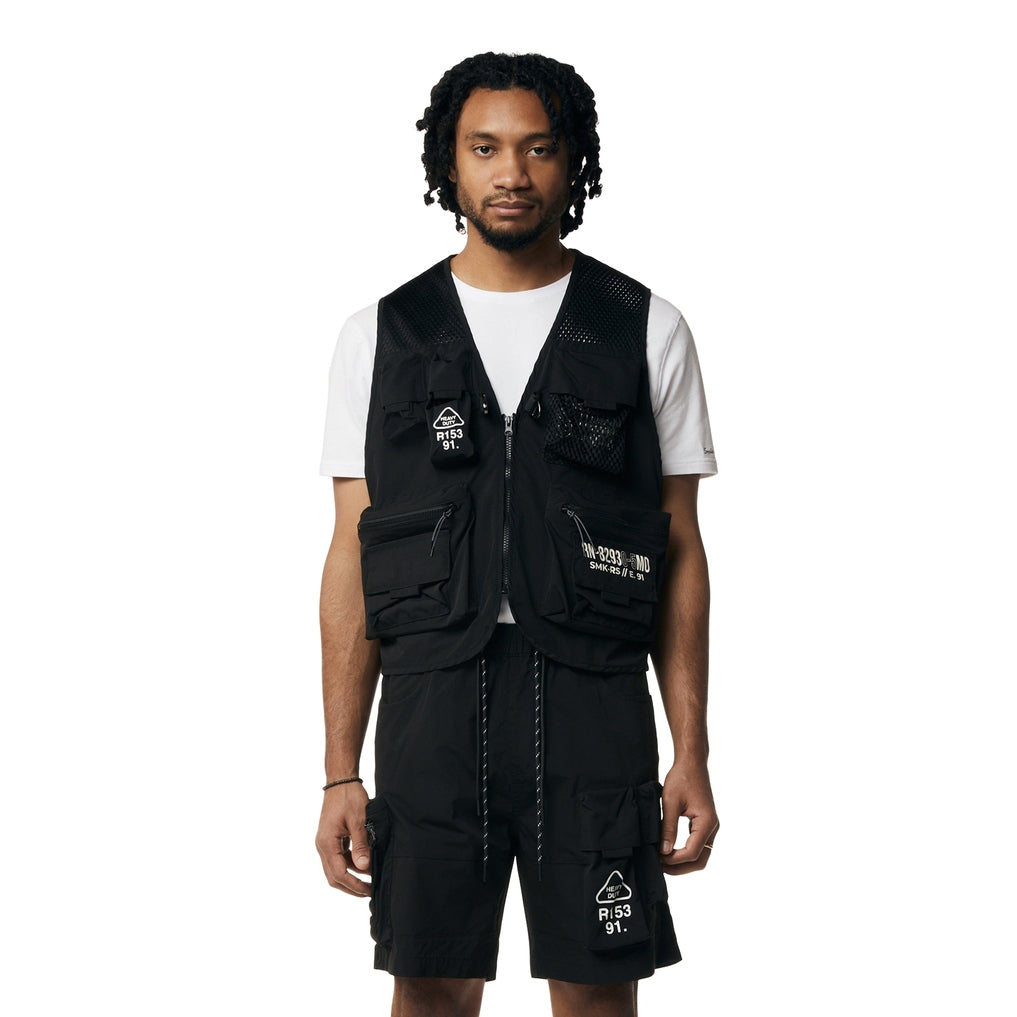 Smoke Rise Utility Windbreaker Vest - Black