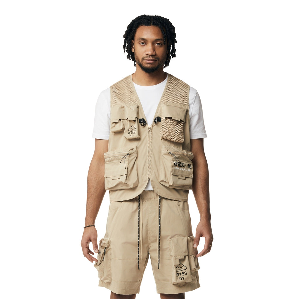 Smoke Rise Utility Windbreaker Vest - Khaki