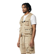 Smoke Rise Utility Windbreaker Vest - Khaki