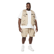 Smoke Rise Big and Tall Big and Tall - Utility Windbreaker Cargo Shorts - Khaki