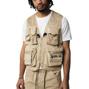 Smoke Rise Utility Windbreaker Vest - Khaki