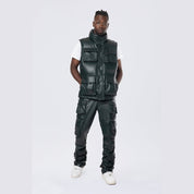 Smoke Rise Utility Vegan Leather Vest - Scarab