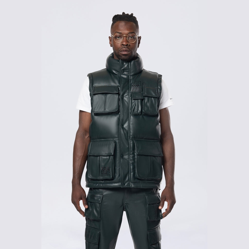 Smoke Rise Utility Vegan Leather Vest - Scarab