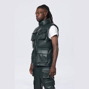 Smoke Rise Utility Vegan Leather Vest - Scarab