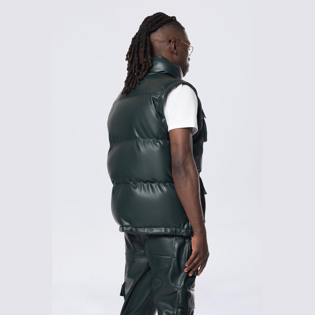 Smoke Rise Utility Vegan Leather Vest - Scarab