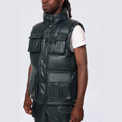 Smoke Rise Utility Vegan Leather Vest - Scarab