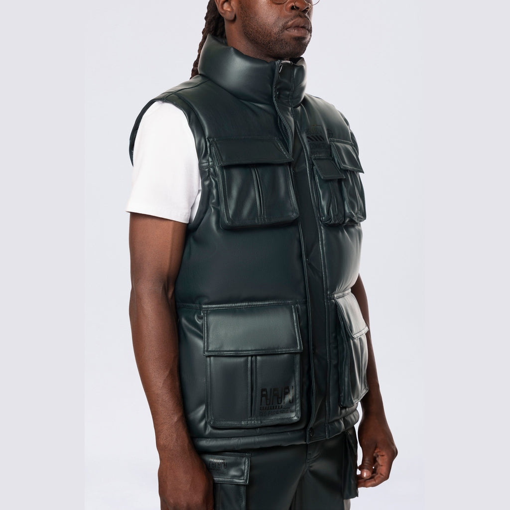 Smoke Rise Utility Vegan Leather Vest - Scarab