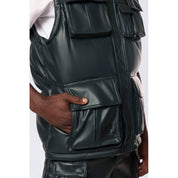 Smoke Rise Utility Vegan Leather Vest - Scarab