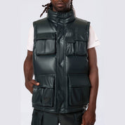 Smoke Rise Utility Vegan Leather Vest - Scarab