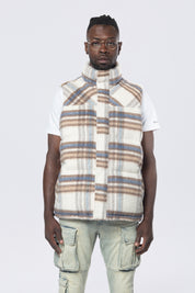 Plaid Mohair Puffer Vest - Riverside