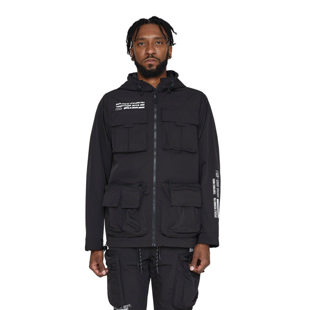 Smoke Rise Windbreaker Utility Jacket - Black