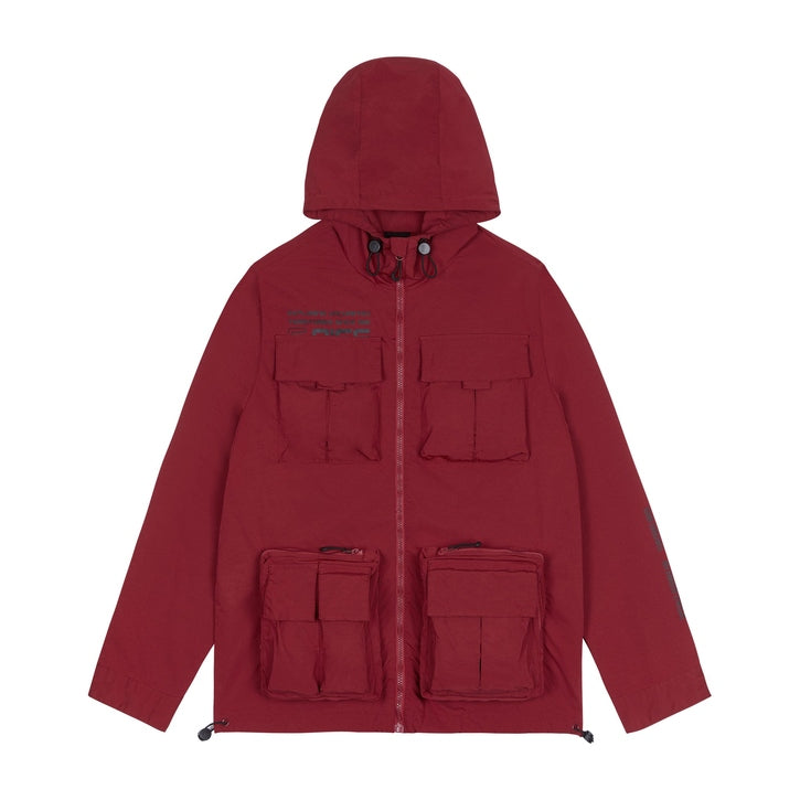 Smoke Rise Windbreaker Utility Jacket - Burgundy