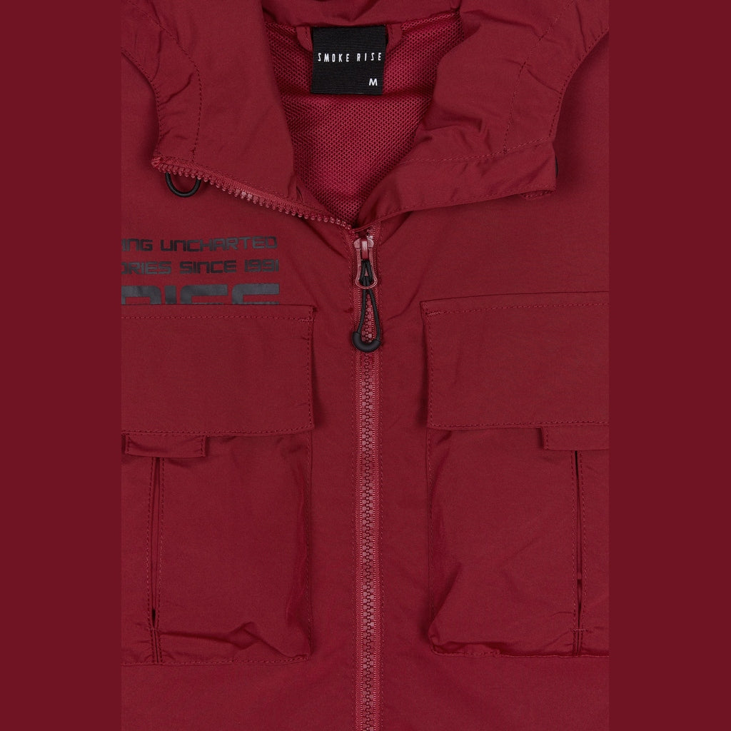 Smoke Rise Windbreaker Utility Jacket - Burgundy