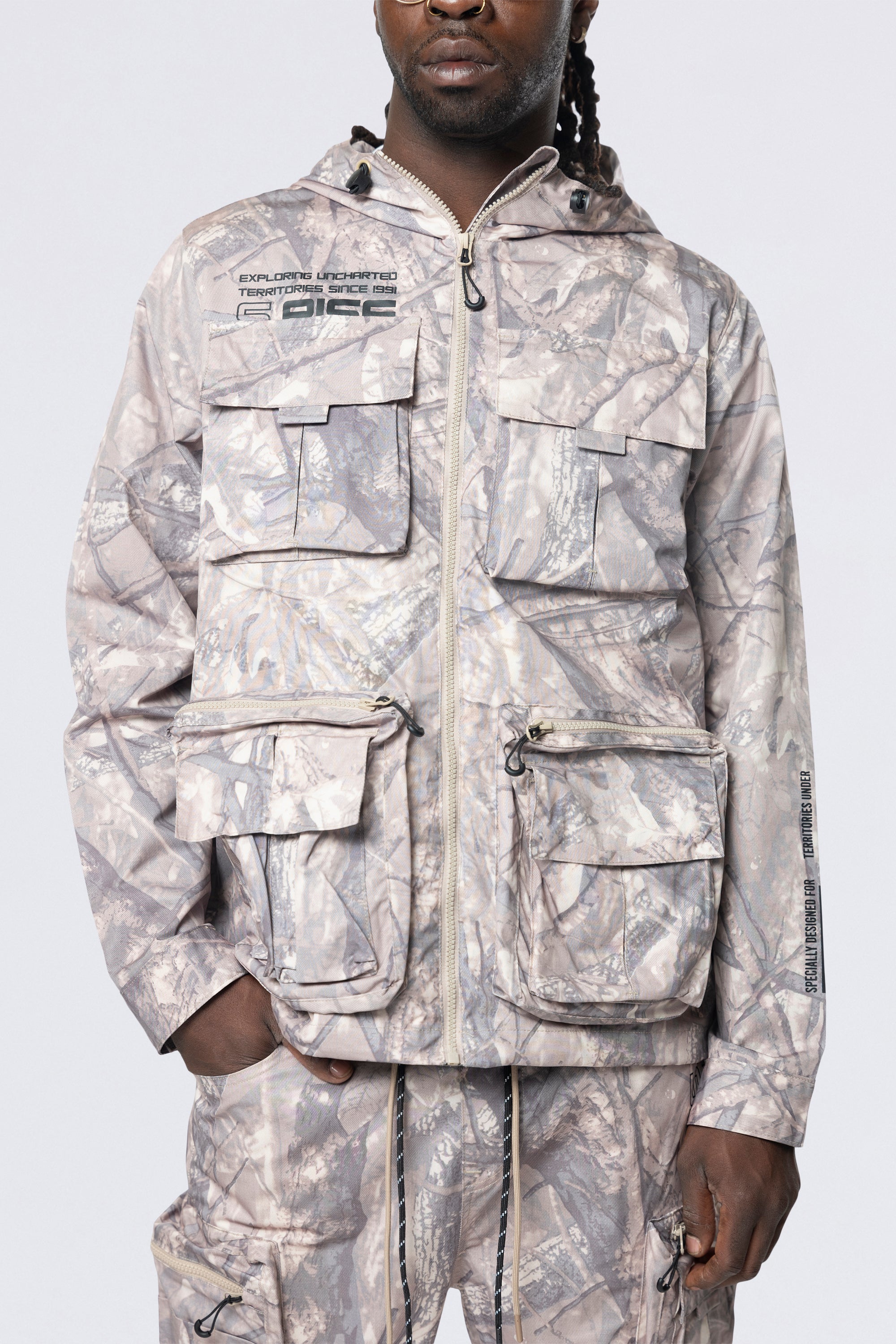 Utility Windbreaker Jacket - Khaki Hunting Camo