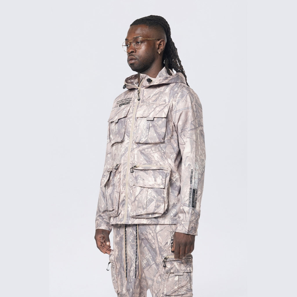 Smoke Rise Utility Windbreaker Jacket - Khaki Hunting Camo
