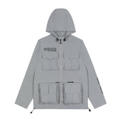 Smoke Rise Windbreaker Utility Jacket - Light Grey