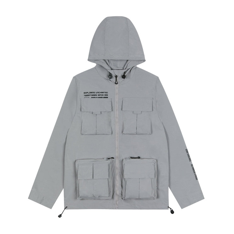 Smoke Rise Windbreaker Utility Jacket - Light Grey