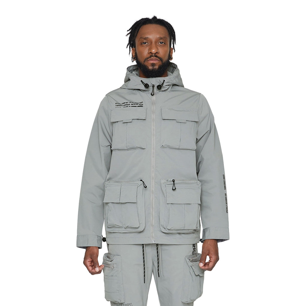 Smoke Rise Windbreaker Utility Jacket - Light Grey