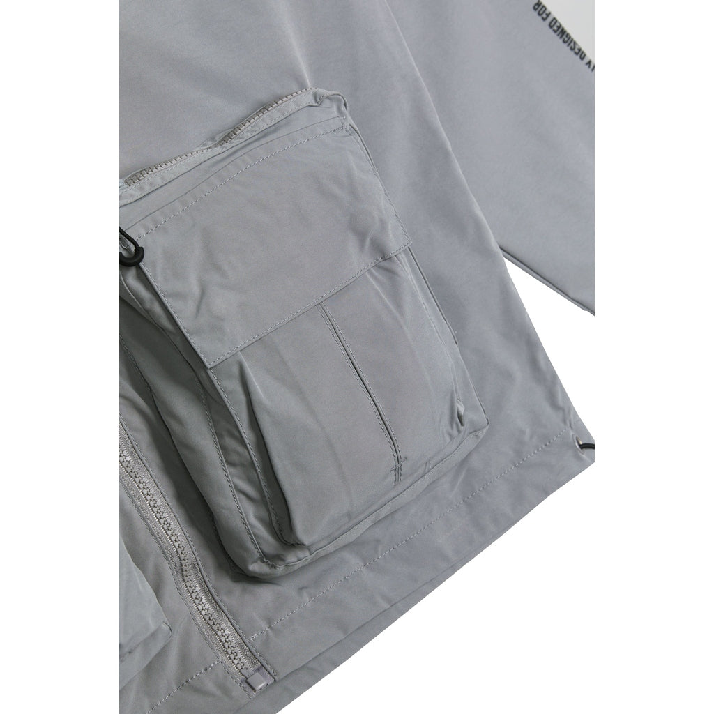 Smoke Rise Windbreaker Utility Jacket - Light Grey