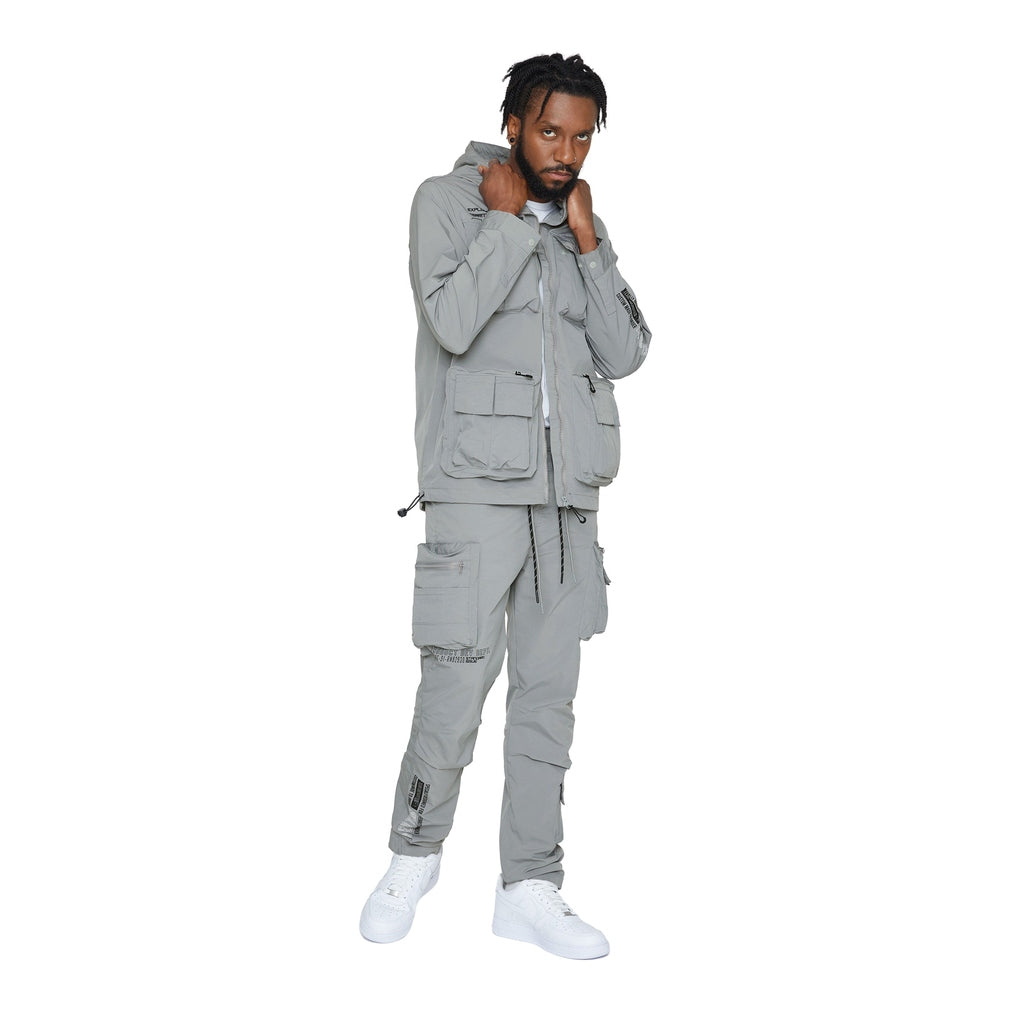 Smoke Rise Windbreaker Utility Jacket - Light Grey