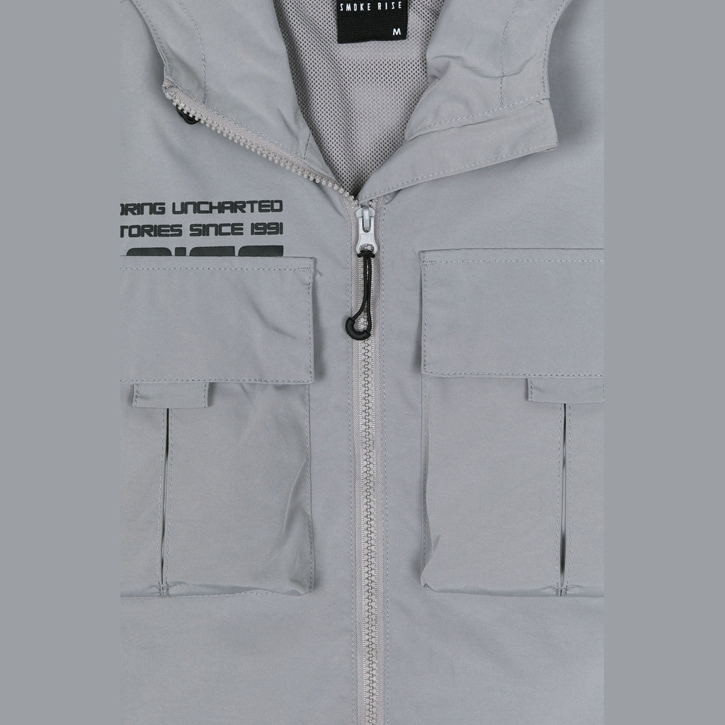 Smoke Rise Windbreaker Utility Jacket - Light Grey