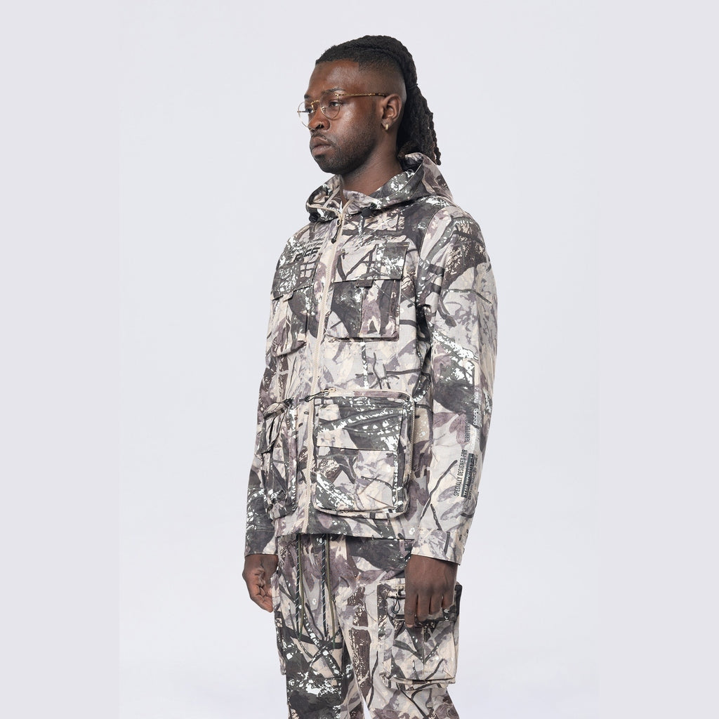 Smoke Rise Utility Windbreaker Jacket - Olive Hunting Camo