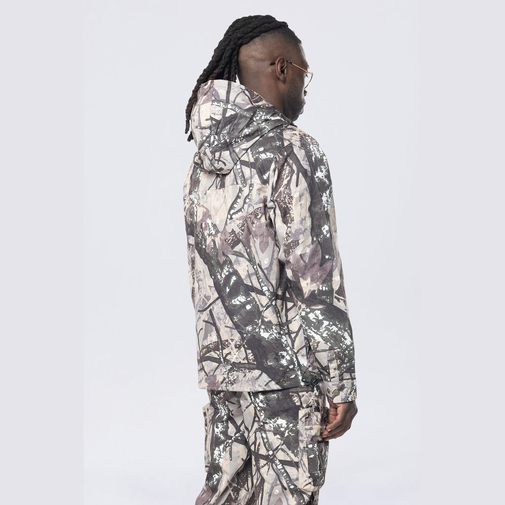 Smoke Rise Utility Windbreaker Jacket - Olive Hunting Camo
