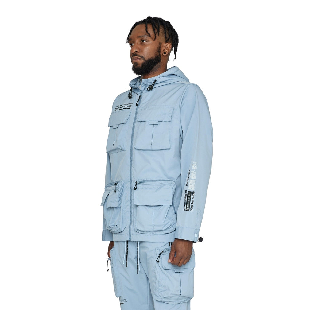 Smoke Rise Windbreaker Utility Jacket - Pale Blue