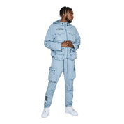 Smoke Rise Windbreaker Utility Jacket - Pale Blue