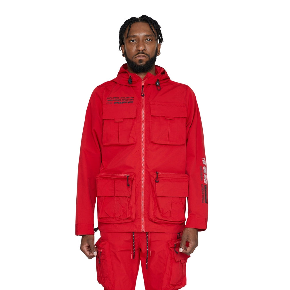 Smoke Rise Windbreaker Utility Jacket - Red