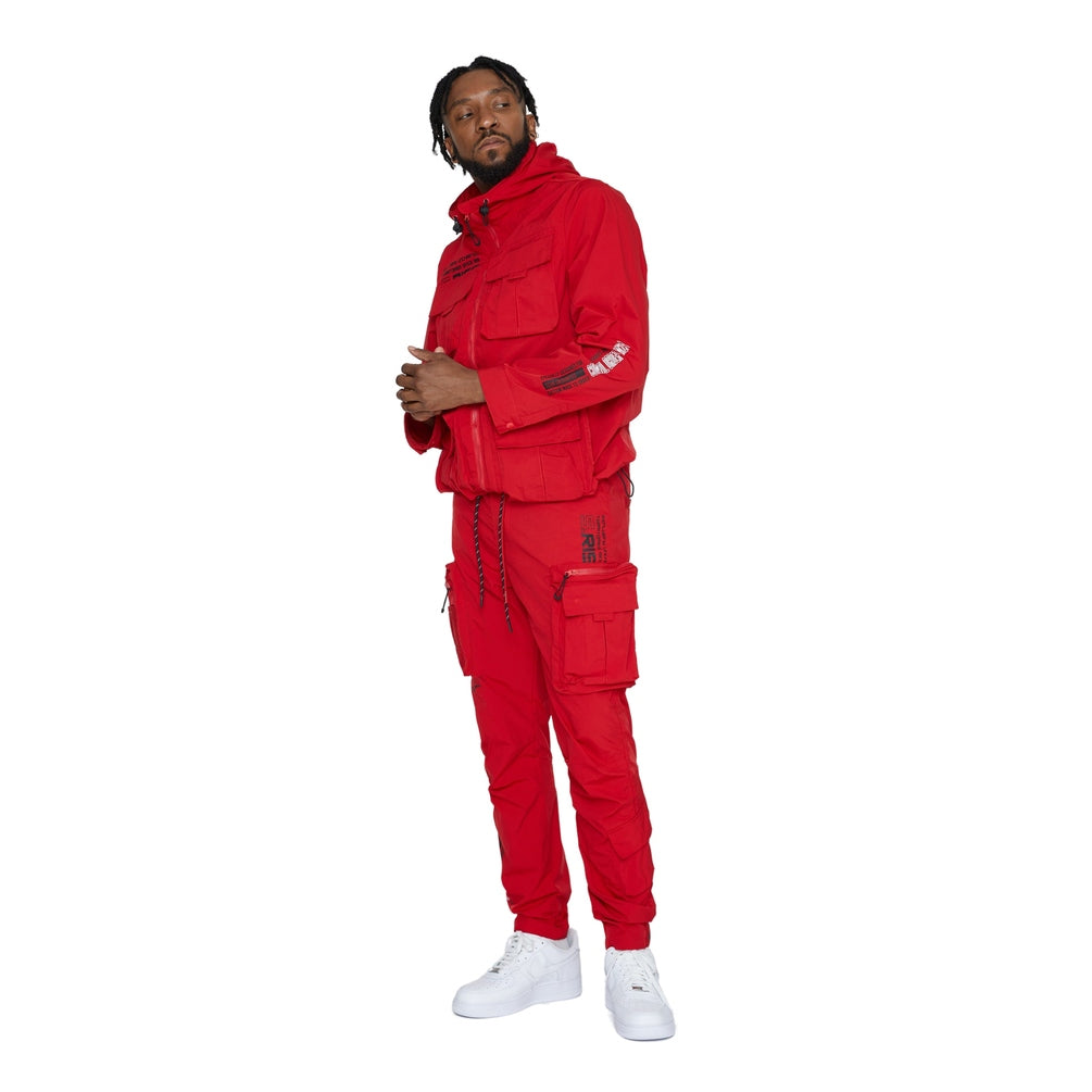 Smoke Rise Windbreaker Utility Jacket - Red