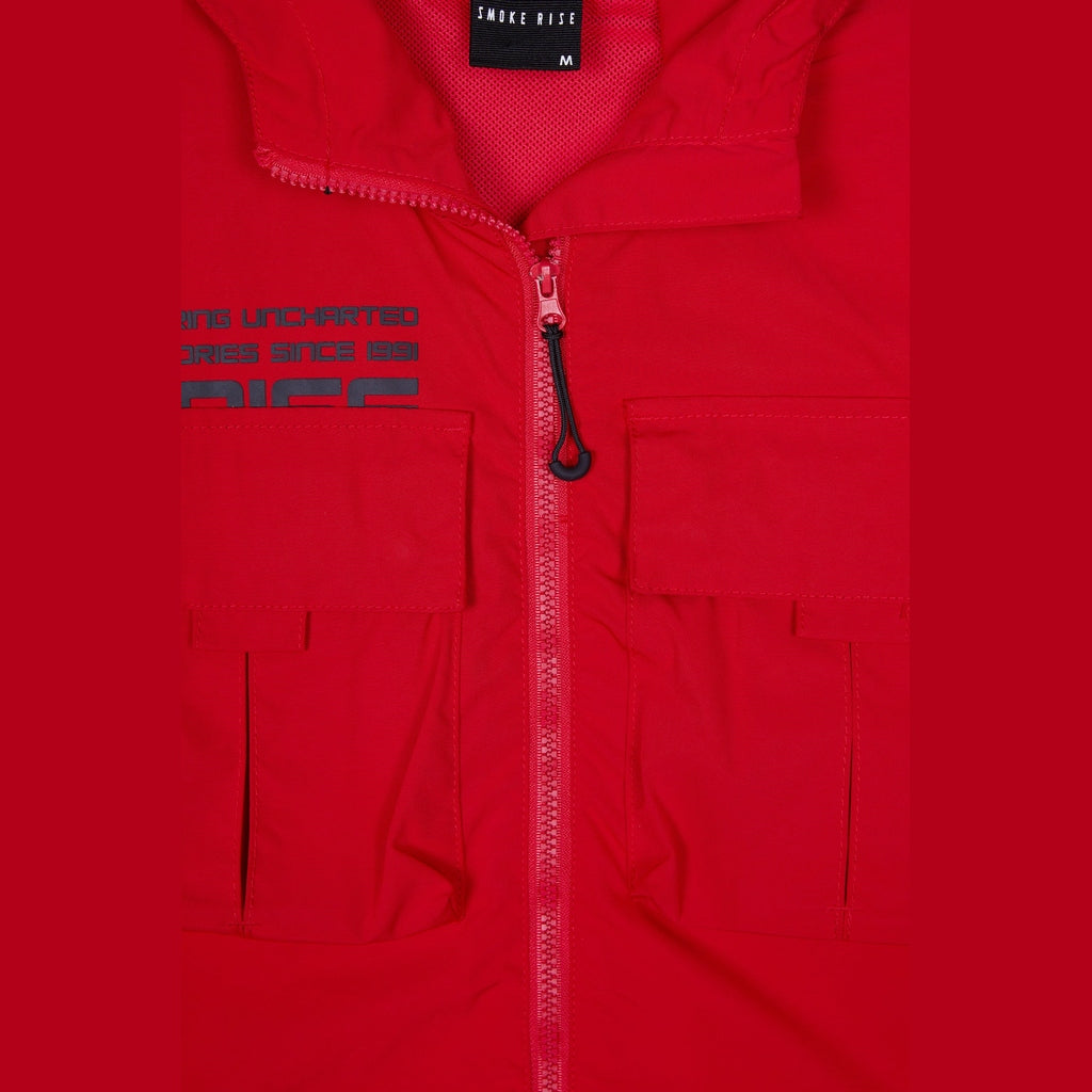 Smoke Rise Windbreaker Utility Jacket - Red