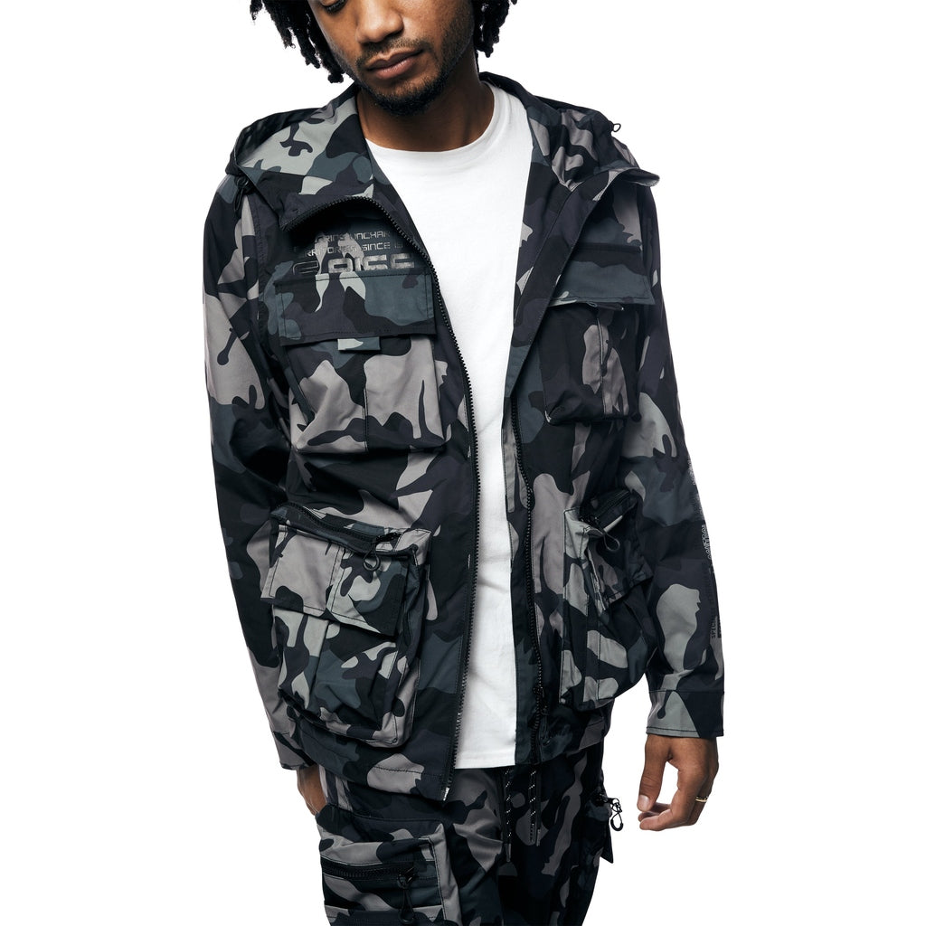 Smoke Rise Windbreaker Utility Jacket - Stone Camo