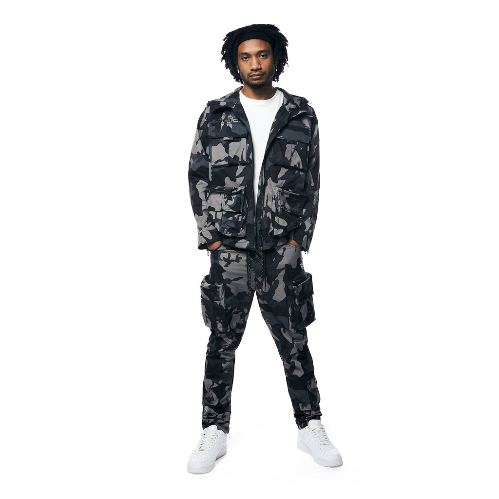 Smoke Rise Windbreaker Utility Jacket - Stone Camo