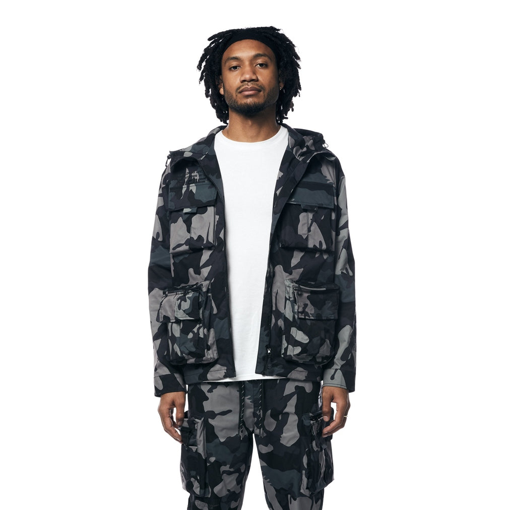 Smoke Rise Windbreaker Utility Jacket - Stone Camo