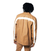 Smoke Rise Vegan Leather Striped Overshirt - Tan