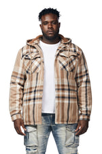 Big and Tall Plaid Flannel Shacket - Toffee