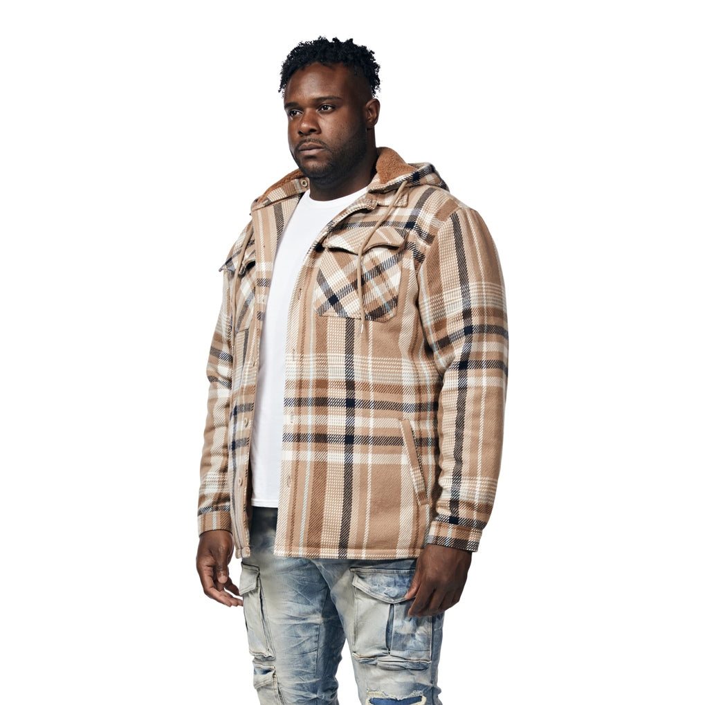 Smoke Rise Big and Tall Big and Tall Plaid Flannel Shacket - Toffee