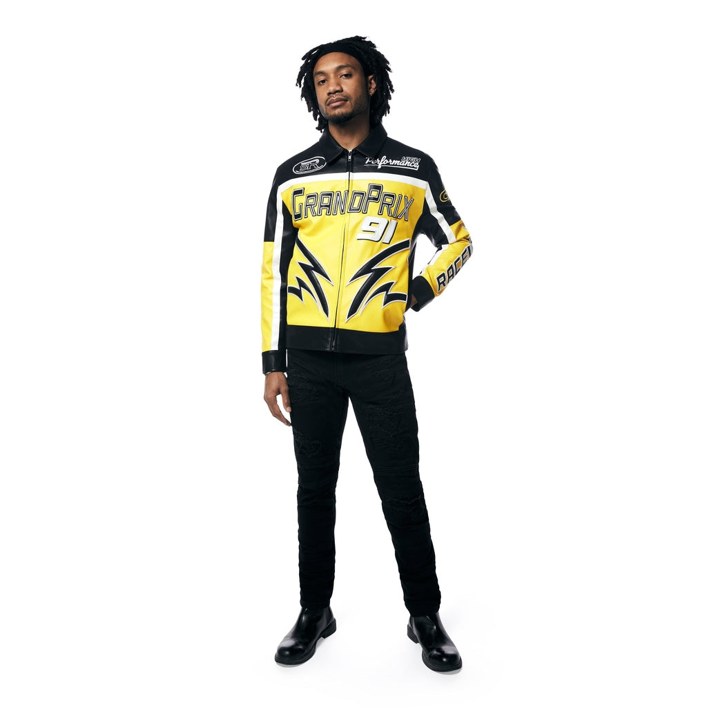Smoke Rise Vegan Leather Racing Jacket - Black