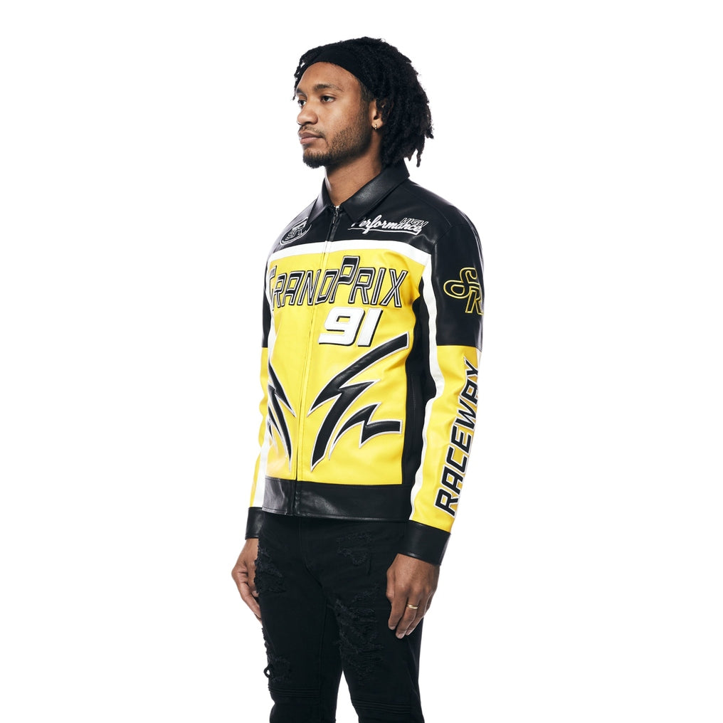 Smoke Rise Vegan Leather Racing Jacket - Black