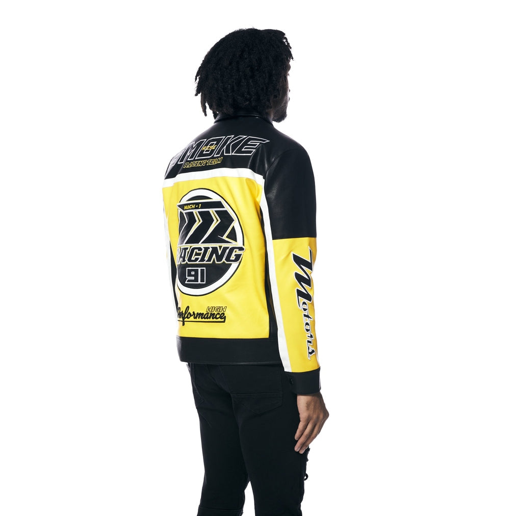 Smoke Rise Vegan Leather Racing Jacket - Black