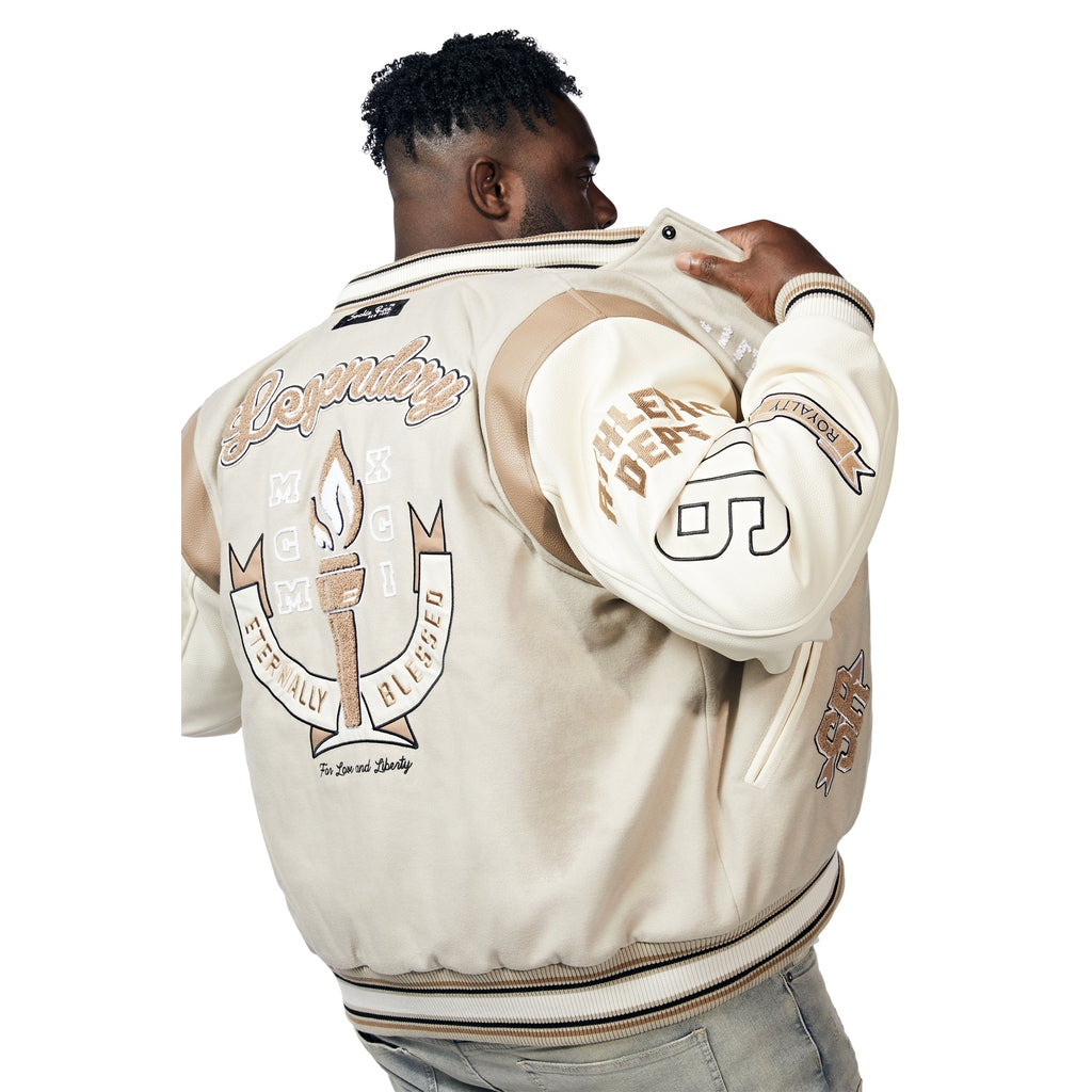 Smoke Rise Big and Tall Big And Tall Torch Varsity Jacket - Clay