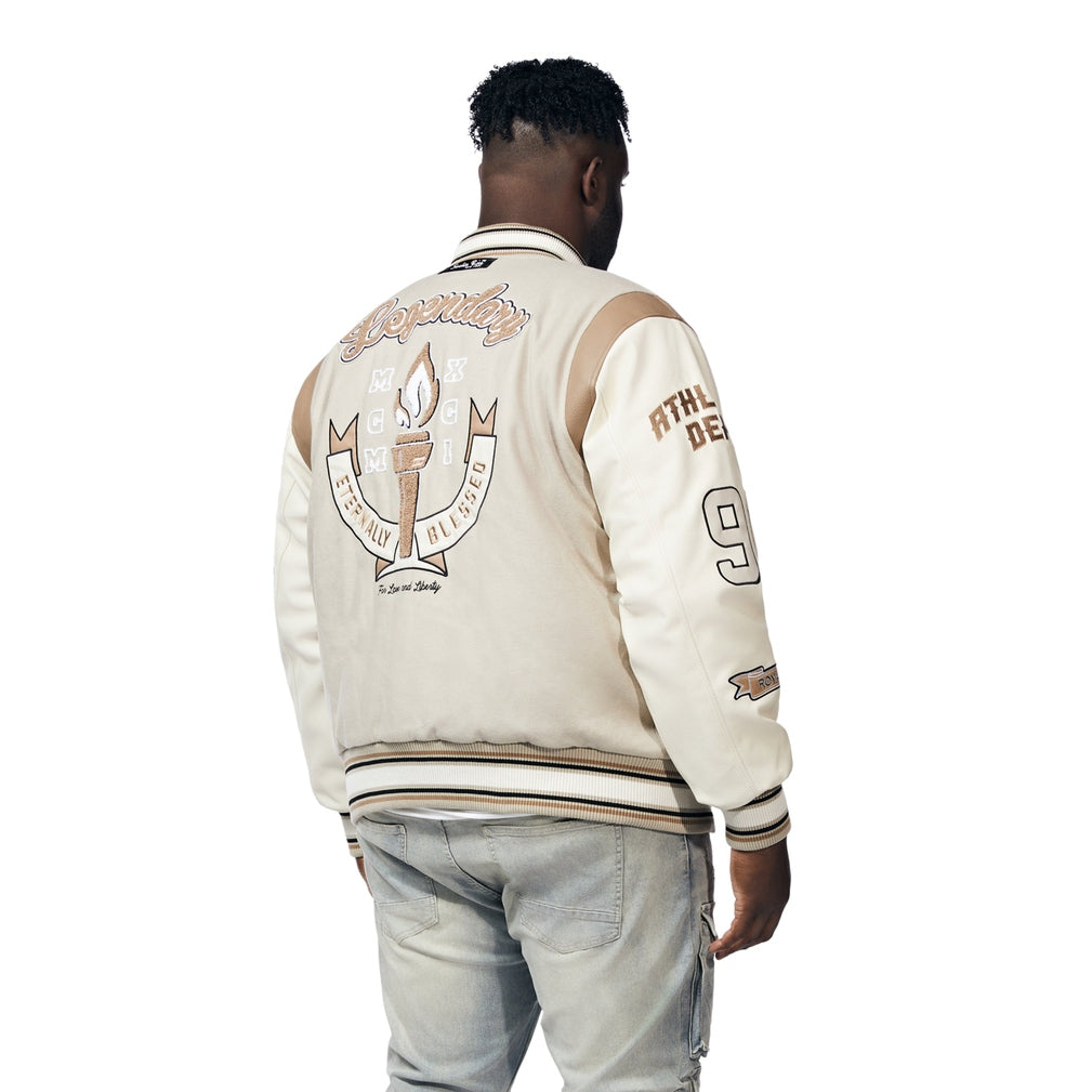 Smoke Rise Big and Tall Big And Tall Torch Varsity Jacket - Clay