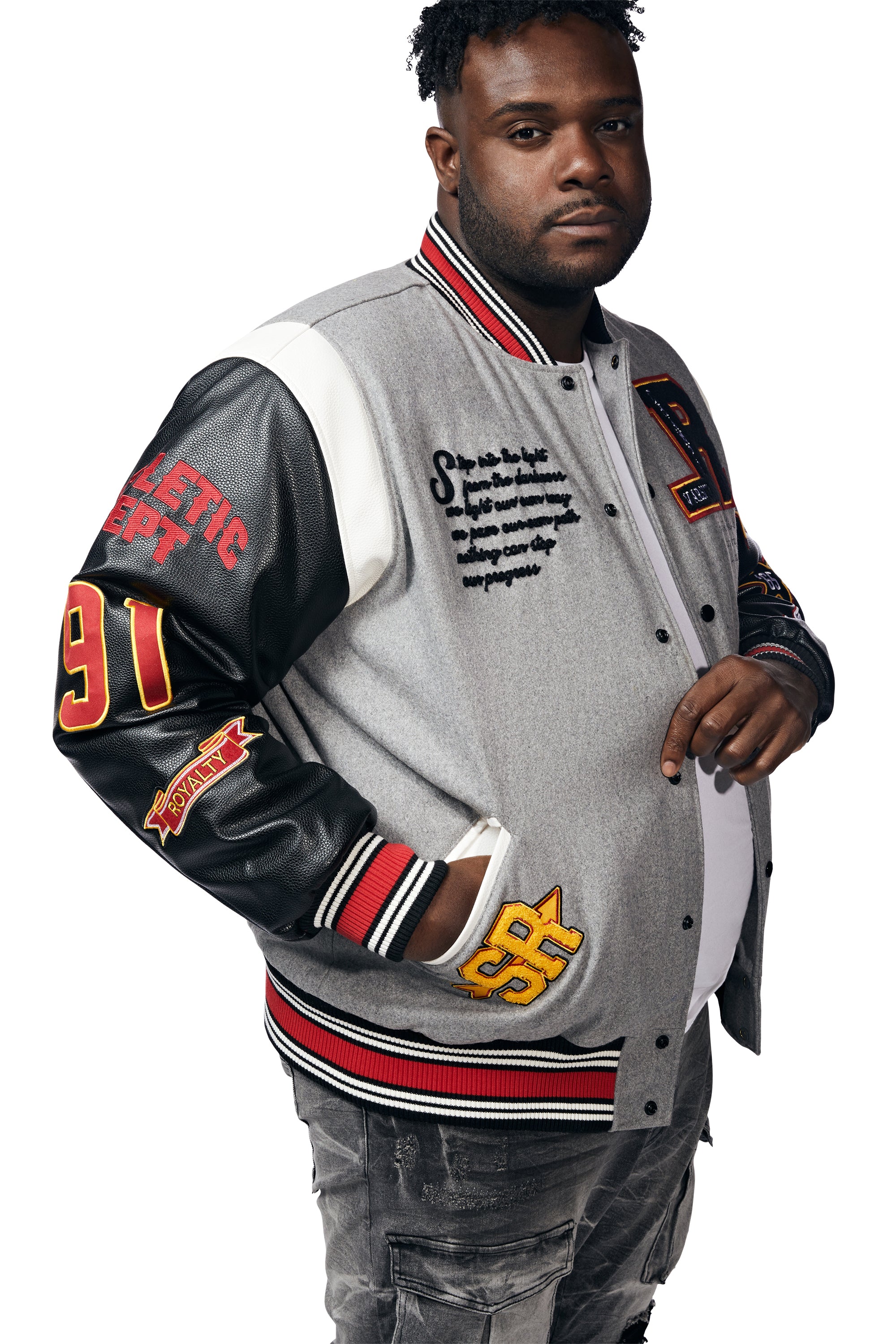 ME2010  Men's Varsity Bomber Jacket In Two Lengths by Sins of