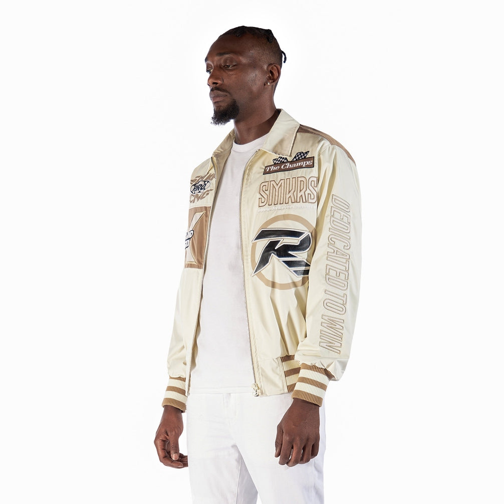 Smoke Rise Windbreaker Racing Jacket - Chalk