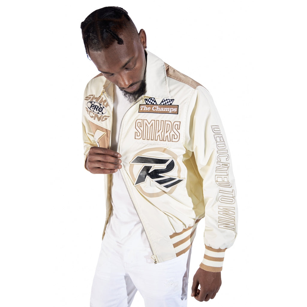 Smoke Rise Windbreaker Racing Jacket - Chalk