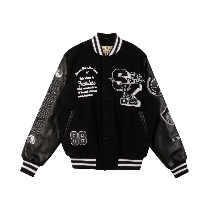 Seoul Varsity Jacket - Black | SMOKERISENY.COM